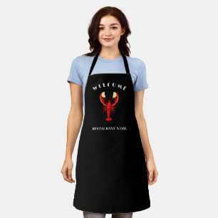 Modern seafood welcome Lobster lime custom name Apron