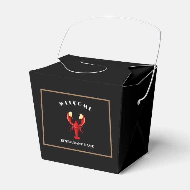 Modern seafood welcome Lobster lime custom name Favor Boxes (Front Side)