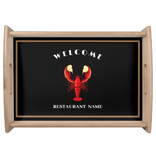 Modern seafood welcome Lobster lime custom name Serving Tray