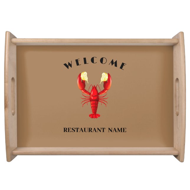 Modern seafood welcome Lobster lime custom name Serving Tray (Front)