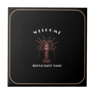 Modern seafood welcome Lobster Restaurant logo nam Ceramic Tile