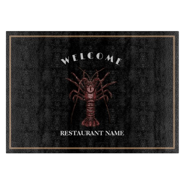 Modern seafood welcome Lobster Restaurant logo nam Cutting Board (Front)
