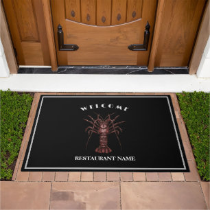 Modern seafood welcome Lobster sashimi custom name Doormat