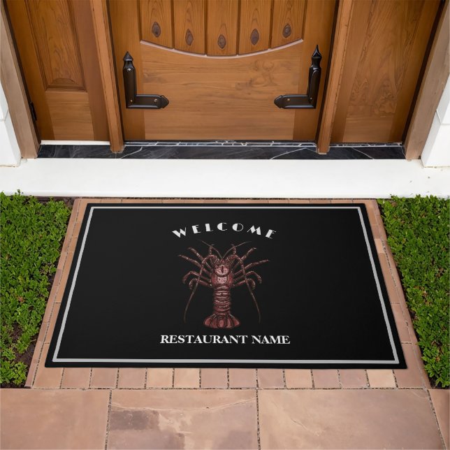 Modern seafood welcome Lobster sashimi custom name Doormat (Outdoor)