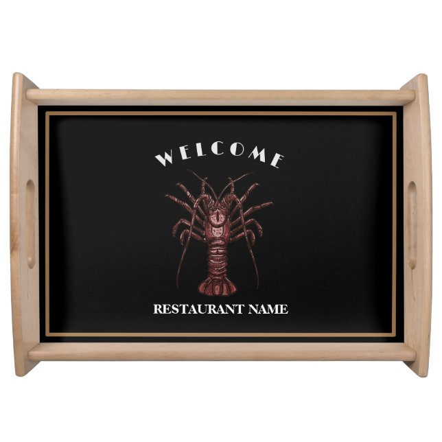 Modern seafood welcome Lobster sashimi custom name Serving Tray (Front)