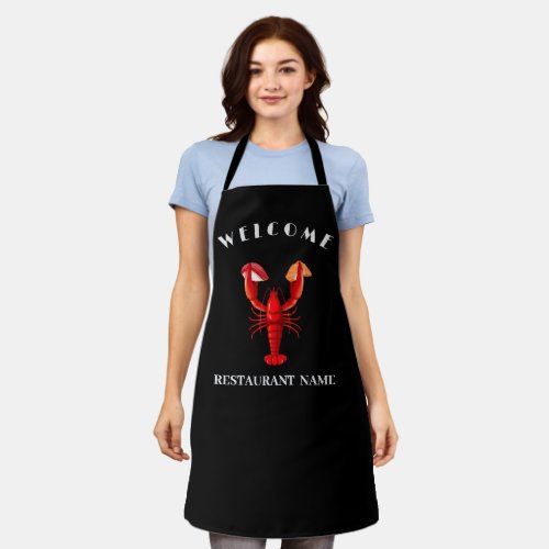 Modern seafood welcome Lobster sushi custom name Apron