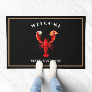 Modern seafood welcome Lobster sushi custom name Doormat
