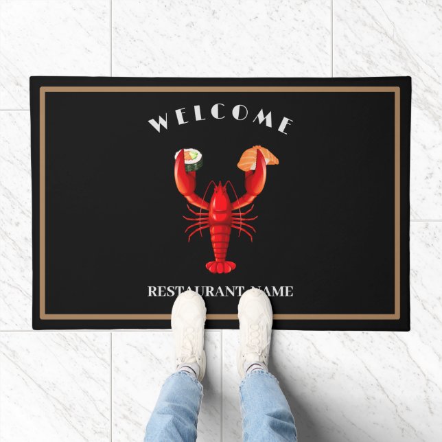 Modern seafood welcome Lobster sushi custom name Doormat (Indoor)