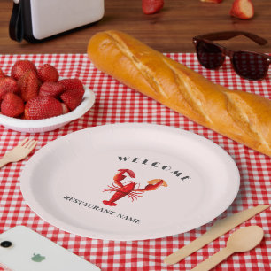 Modern seafood welcome Lobster sushi custom name Paper Plates