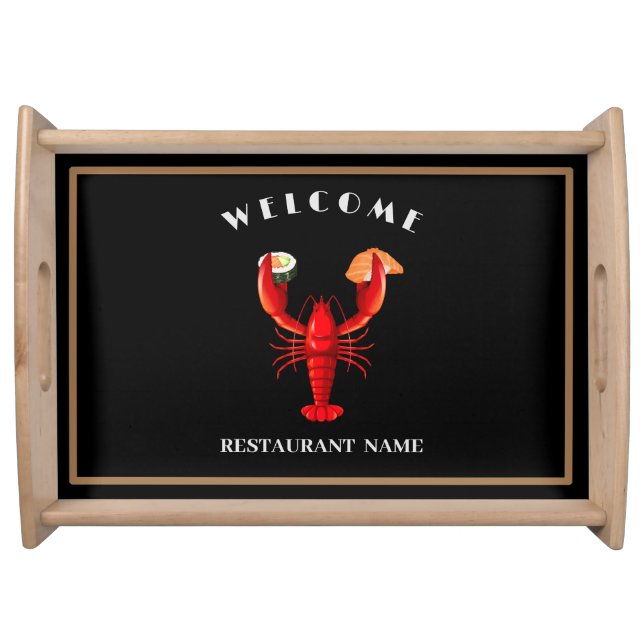 Modern seafood welcome Lobster sushi custom name Serving Tray (Front)