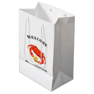 Modern seafood welcome red Crab Corn custom name Medium Gift Bag