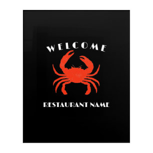 Modern seafood welcome red Crab custom name Acrylic Print