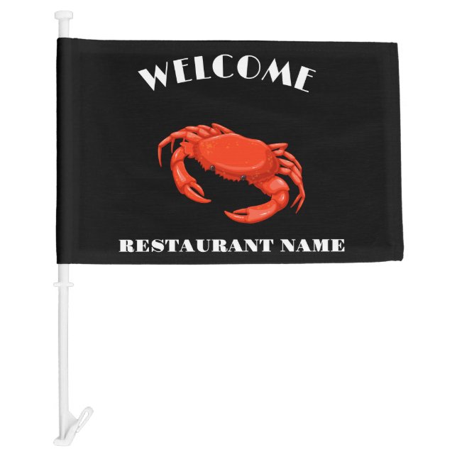 Modern seafood welcome red Crab custom name Car Flag (Front)