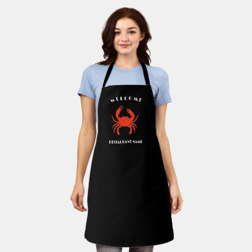 Modern seafood welcome red Crab custom Personalize Apron