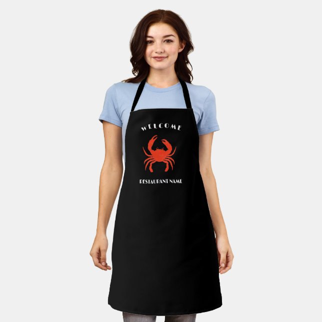 Modern seafood welcome red Crab custom Personalize Apron (Worn)