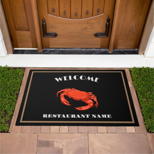 Modern seafood welcome red Crab custom Personalize Doormat