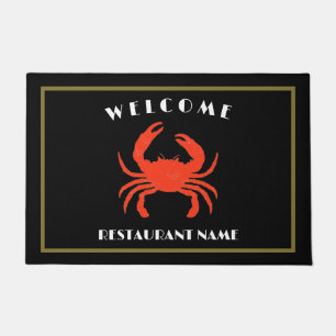 Modern seafood welcome red Crab custom Personalize Doormat