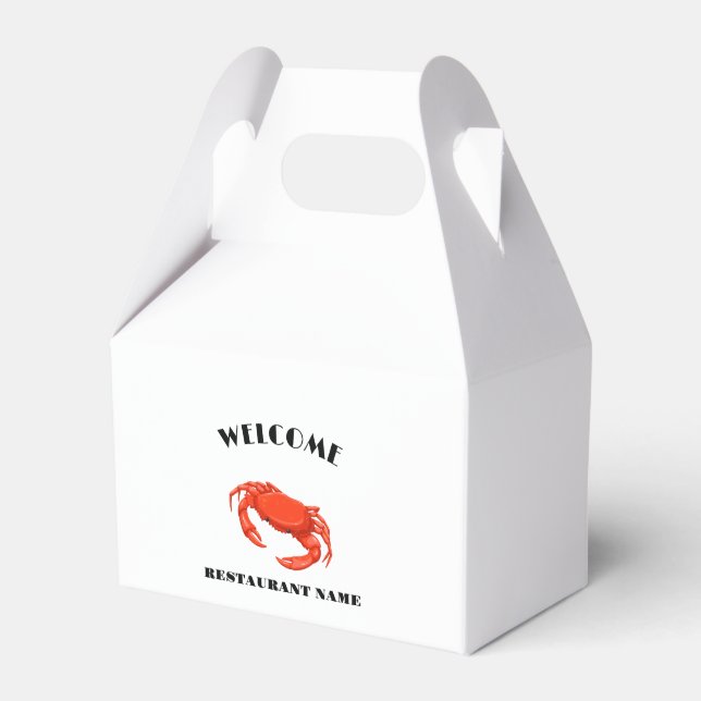 Modern seafood welcome red Crab custom Personalize Favor Boxes (Front Side)