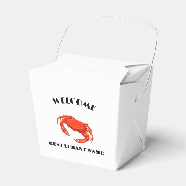 Modern seafood welcome red Crab custom Personalize Favor Boxes (Front Side)