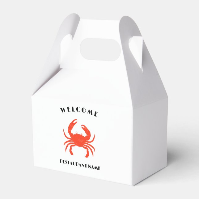 Modern seafood welcome red Crab custom Personalize Favor Boxes (Front Side)