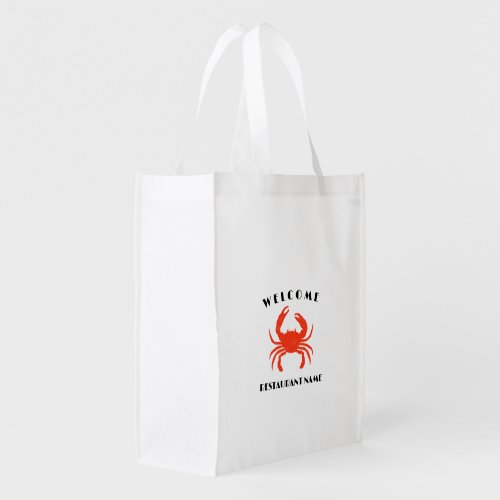 Modern seafood welcome red Crab custom Personalize Grocery Bag
