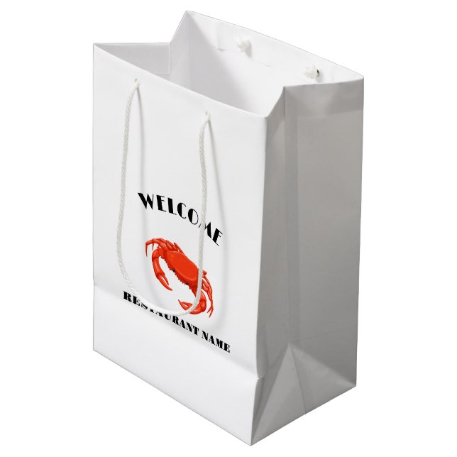 Modern seafood welcome red Crab custom Personalize Medium Gift Bag (Front Angled)
