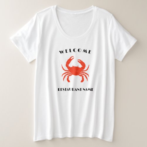Modern seafood welcome red Crab custom Personalize Plus Size T_Shirt