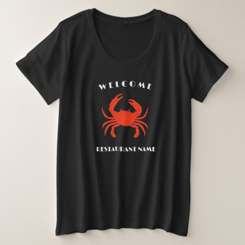 Modern seafood welcome red Crab custom Personalize Plus Size T_Shirt