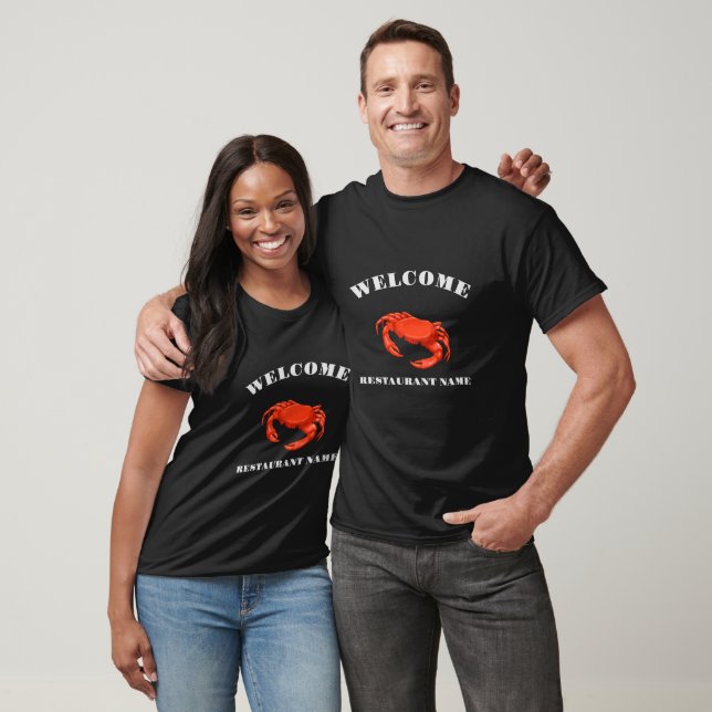 Modern seafood welcome red Crab custom Personalize T-Shirt (Unisex)