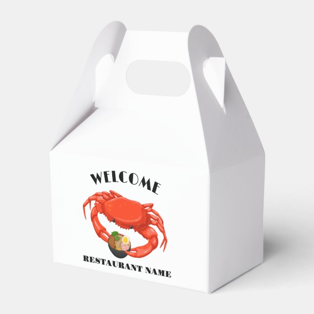 Modern seafood welcome red Crab ramen custom name Favor Boxes (Front Side)