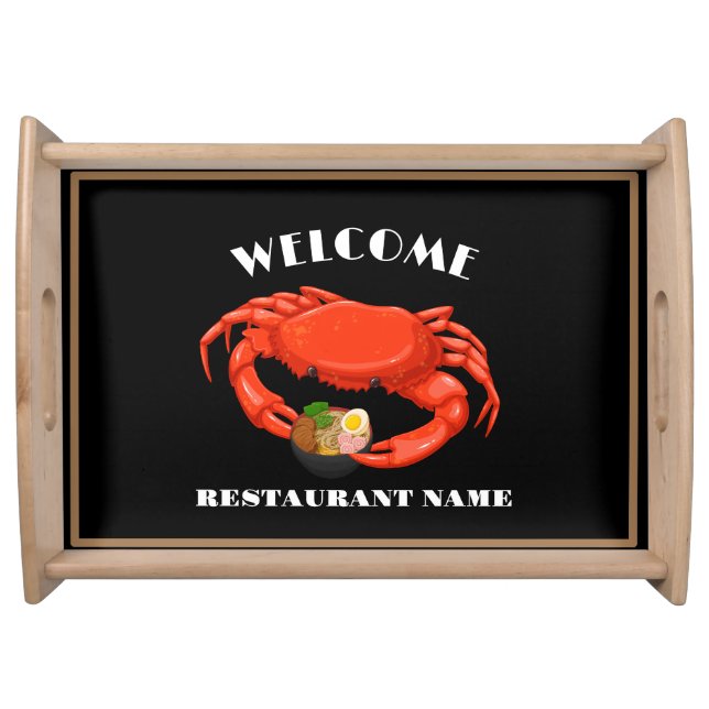Modern seafood welcome red Crab ramen custom name Serving Tray (Front)
