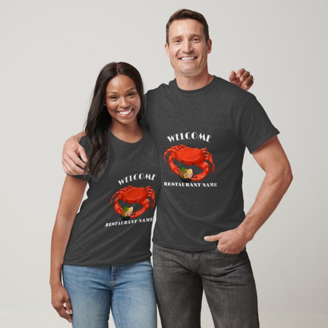Modern seafood welcome red Crab ramen logo name T-Shirt (Unisex)