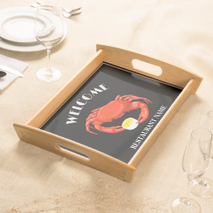 Modern seafood welcome red Crab Soup custom name Serving Tray