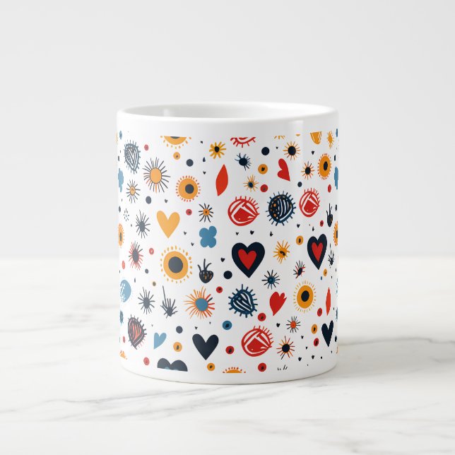 Modern Seamless Batik Pattern Giant Coffee Mug (Front)