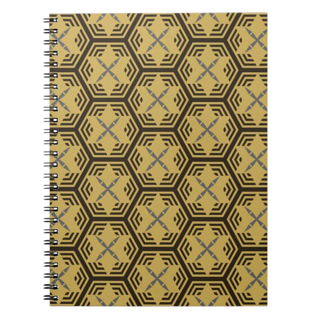 Modern seamless pattern,  gold color. Geometric Ba Notebook (Front)