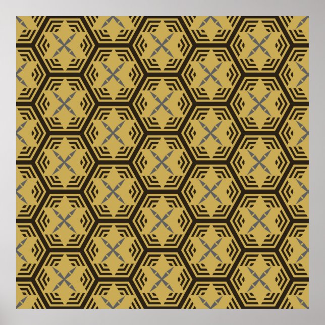 Modern seamless pattern, gold color. Geometric Ba Poster (Front)