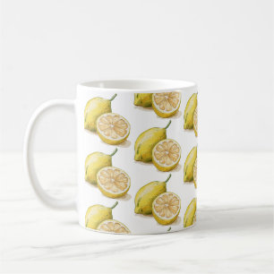 Modern Seamless Pattern Watercolor Yellow Lemon    Coffee Mug