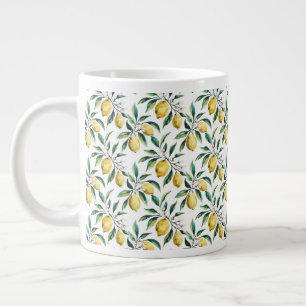 Modern Seamless Pattern Watercolor Yellow Lemon Giant Coffee Mug