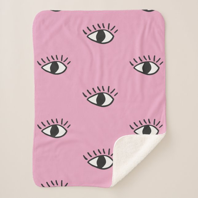 Modern seamless pattern with hand drawn eyes on pi sherpa blanket (Front)