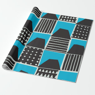 Modern seamless pattern with houses in black and b wrapping paper