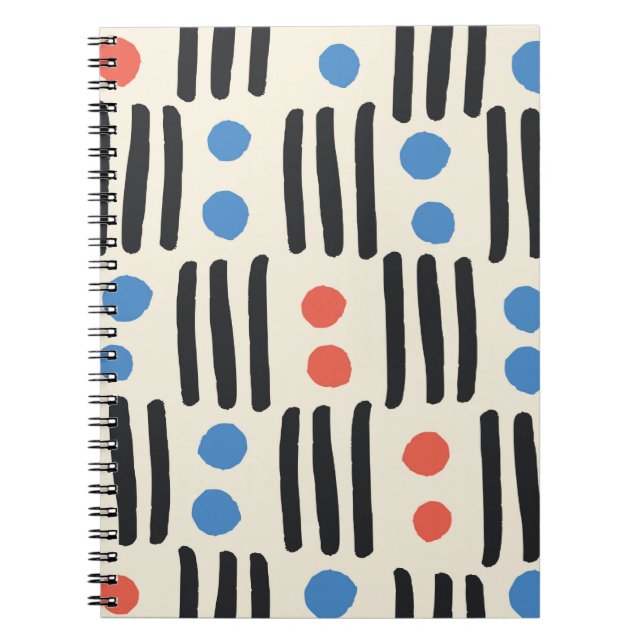 Modern seamless pattern with stripes and dots in b notebook (Front)