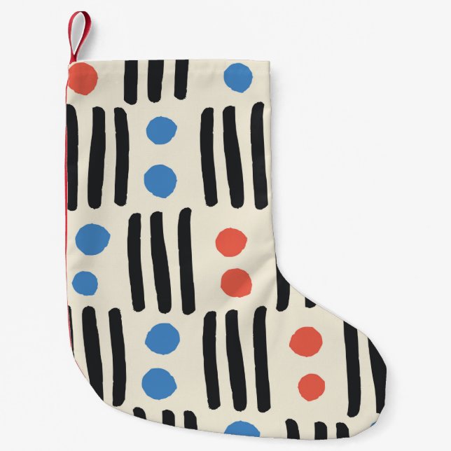 Modern seamless pattern with stripes and dots in b small christmas stocking (Front)