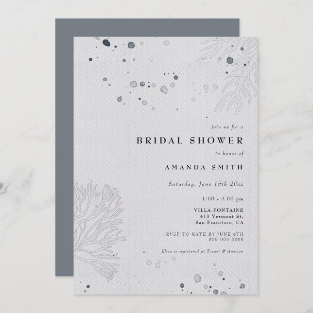 Modern Seashell Watercolor Beach Bridal Shower  Invitation (Front/Back)