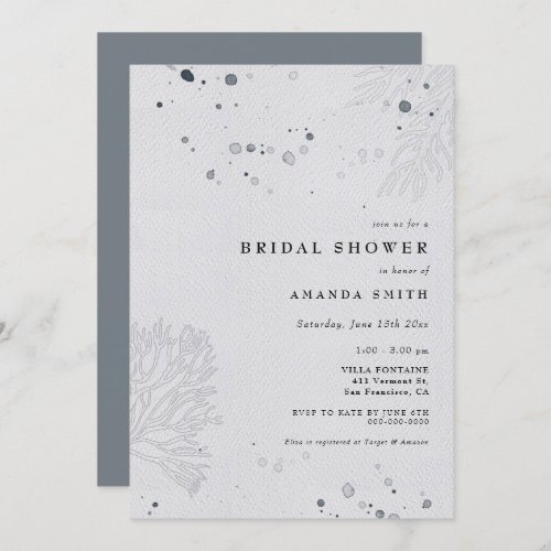 Modern Seashell Watercolor Beach Bridal Shower  Invitation