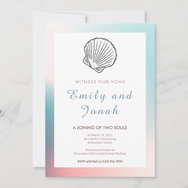 Modern Seashell Wedding Invitation  (Front)