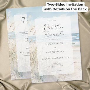 Modern Seaside On the Beach Wedding Two Sided Invitation