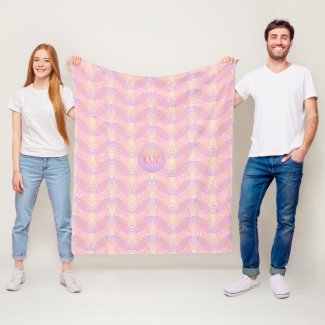 Modern Seaside Sunset Geometric Pattern Monogram