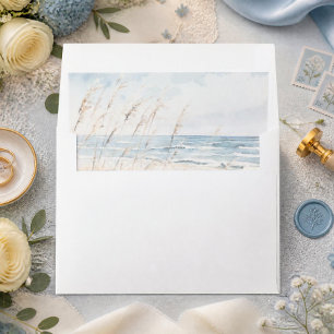 Modern Seaside Watercolor Beach Wedding Envelope Liner