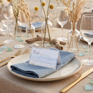 Modern Seaside Watercolor Beach Wedding Place Card