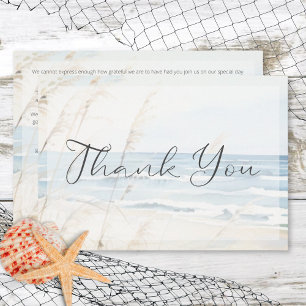 Modern Seaside Watercolor Beach Wedding Thank You Card